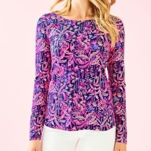 Lilly Pulitzer Tristan Top Bright Navy & Pink Swing of‎ Things Tropical Size XS